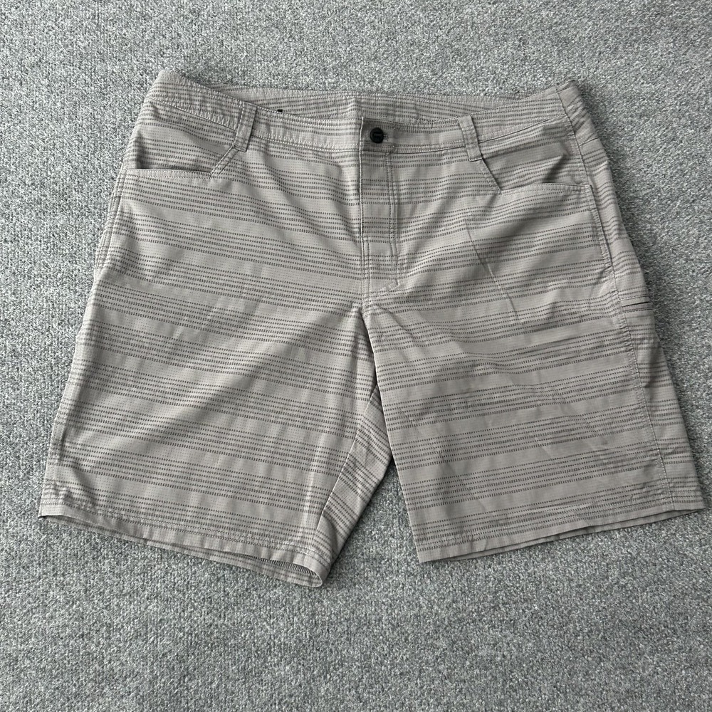 Kuhl Shorts Mens 40 Gray Stripe Lightweight Travel Chino Adjustable 10 Inch‎